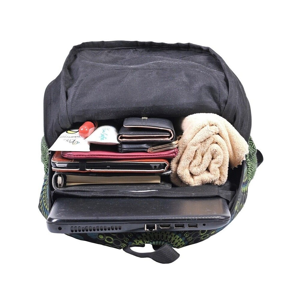 Peacock Mandala Laptop Backpack Travel Bag Lightweight Himalayan Cotton Colorful - Picture 3 of 16